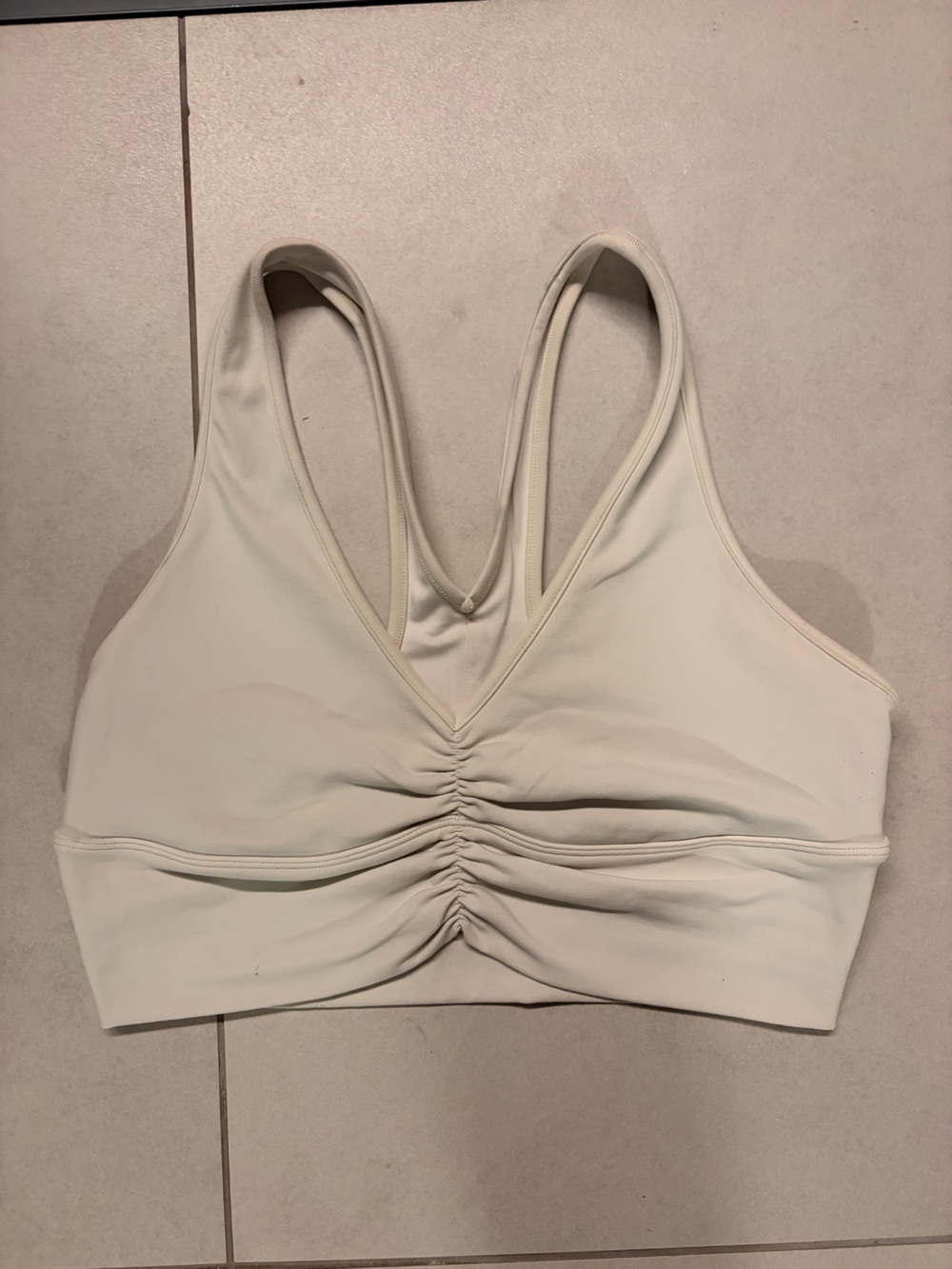 ALO Yoga Women's Ruched White Sportsbra